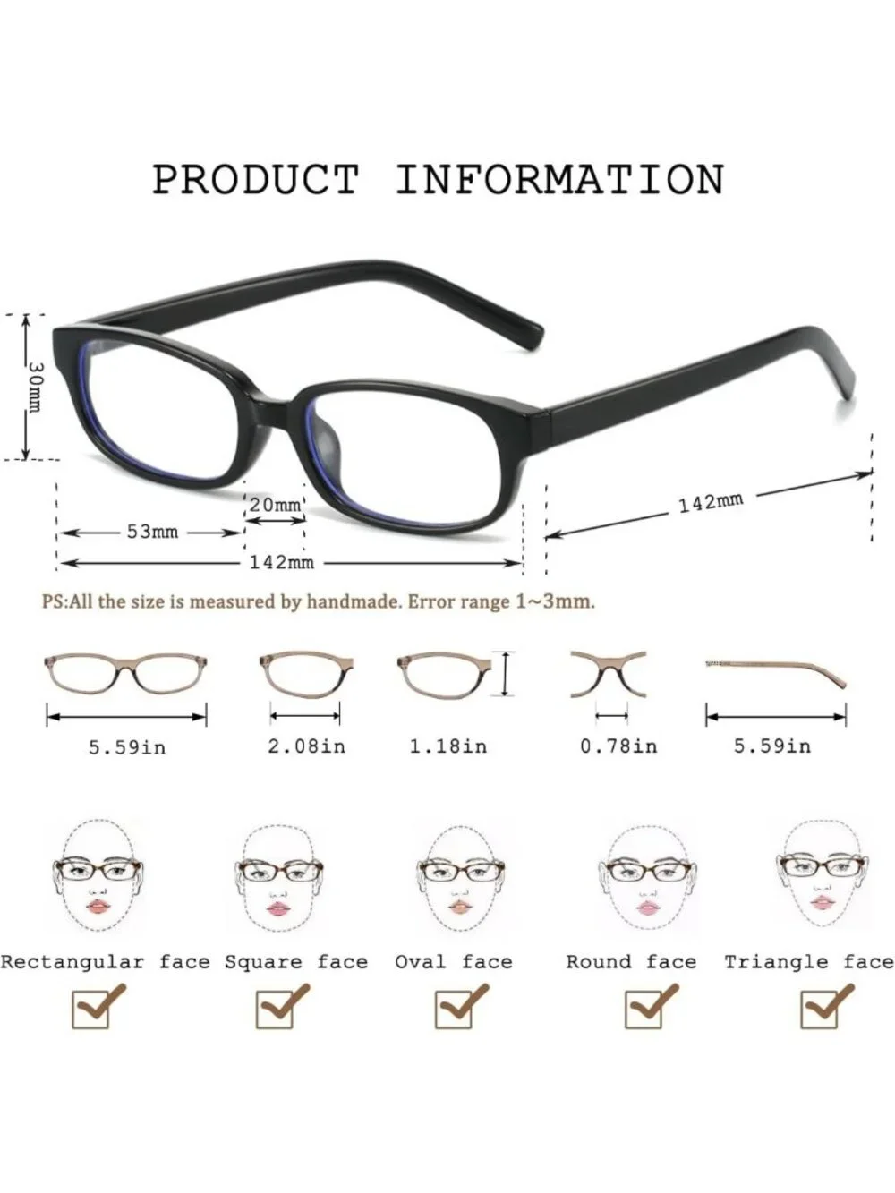 Retro Clear Rectangle Glasses for Women & Men | Blue Light Blocking, Narrow
